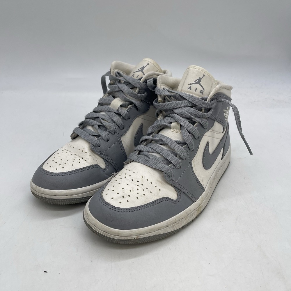 Air Jordan 1 Mid Stealth Gray Shoes Womens 7 Lace Up Skater 2000s Grunge Mid Top